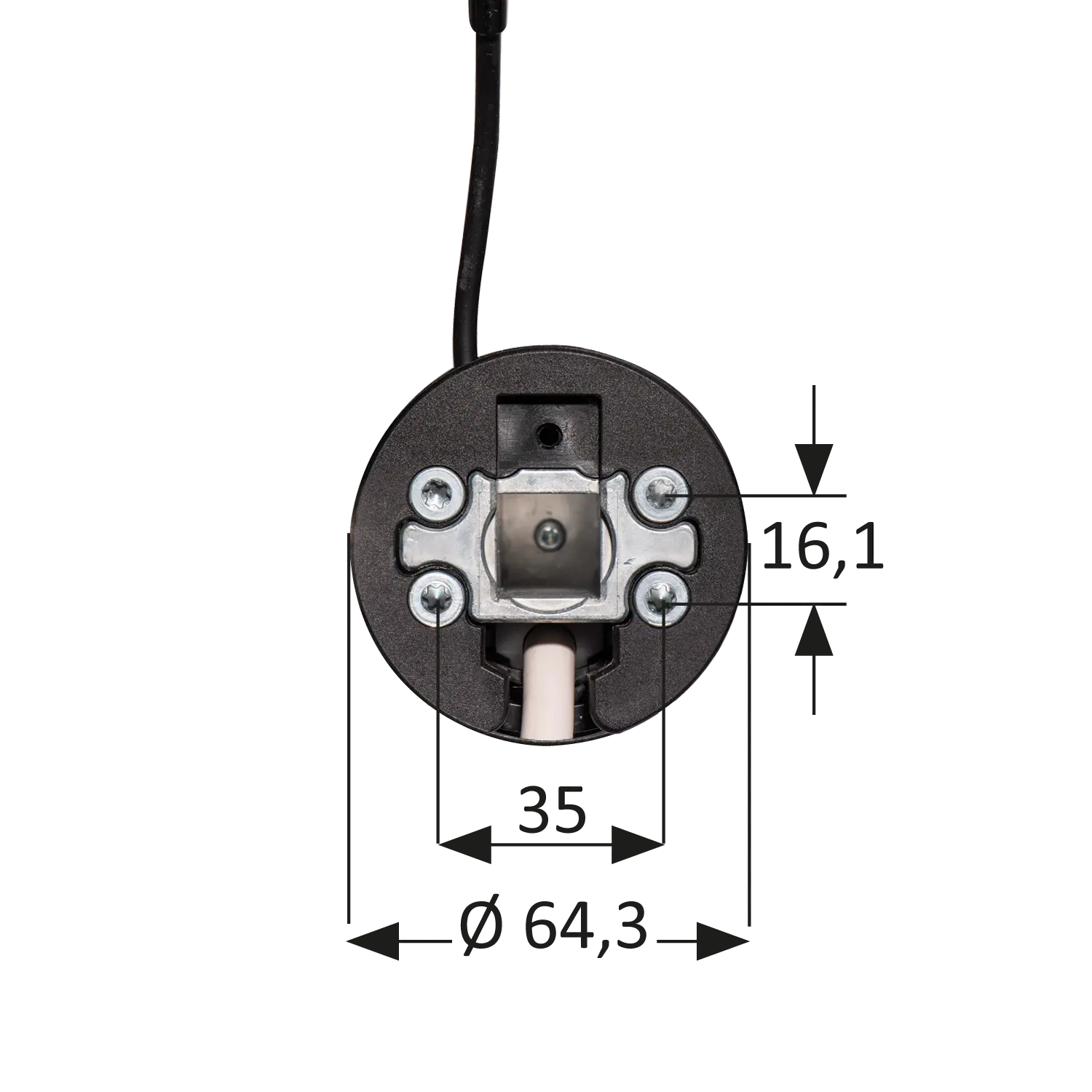 Kopf Rollladenantrieb SEM Plus-RC BR3 mit Abmessungen